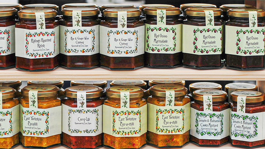 Tuscan homemade marmalade jars in a shop in Florence