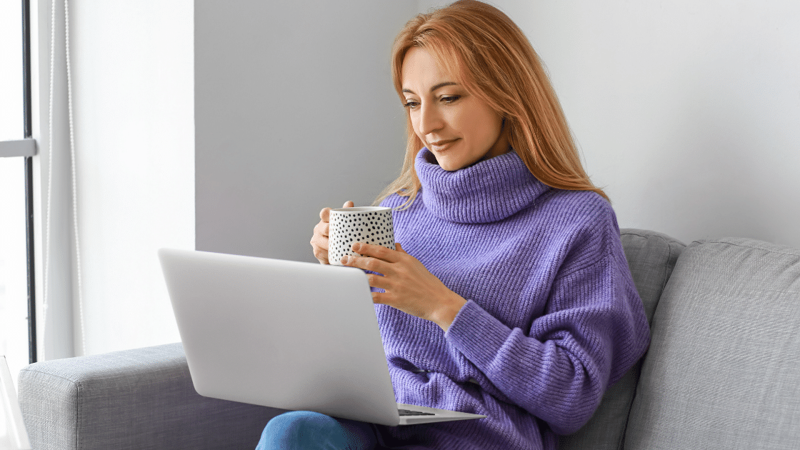 Woman during an online lesson about style