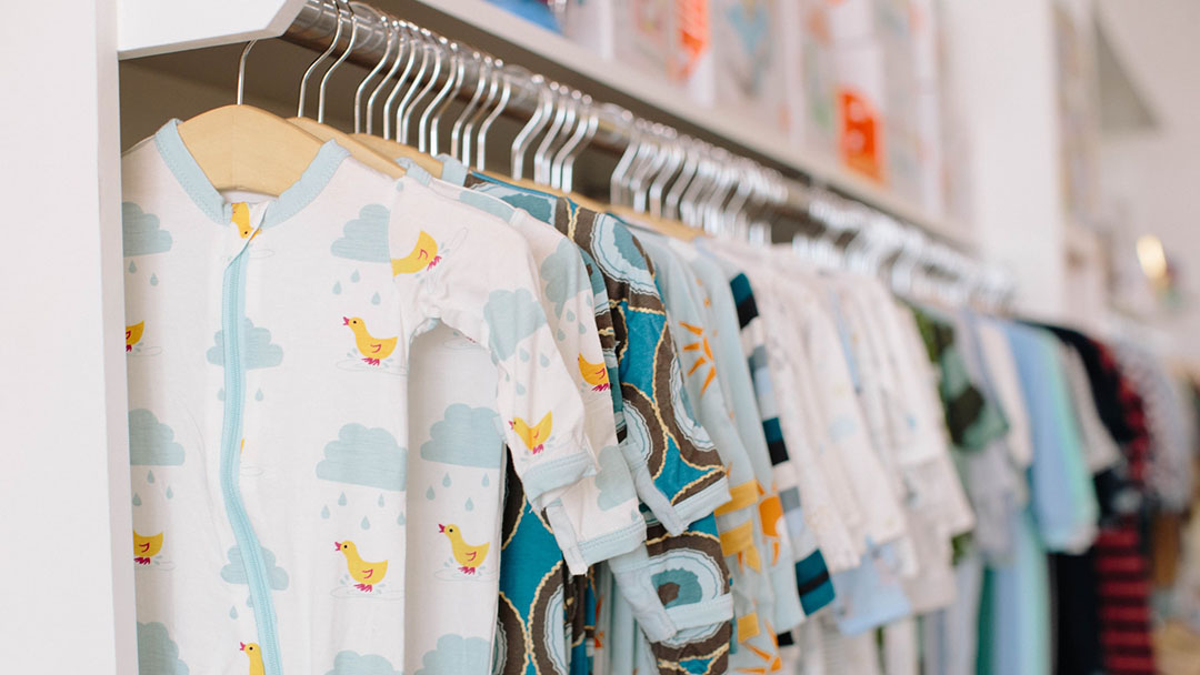 Kids clothes on display in a shop in store