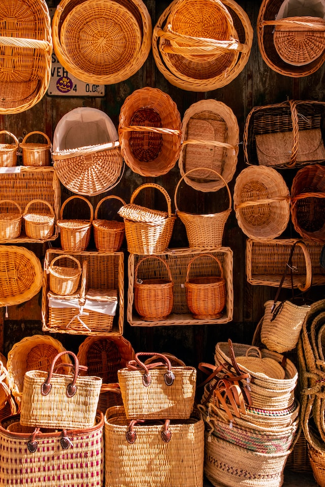 Some baskets on display at Forte dei Marmi street market