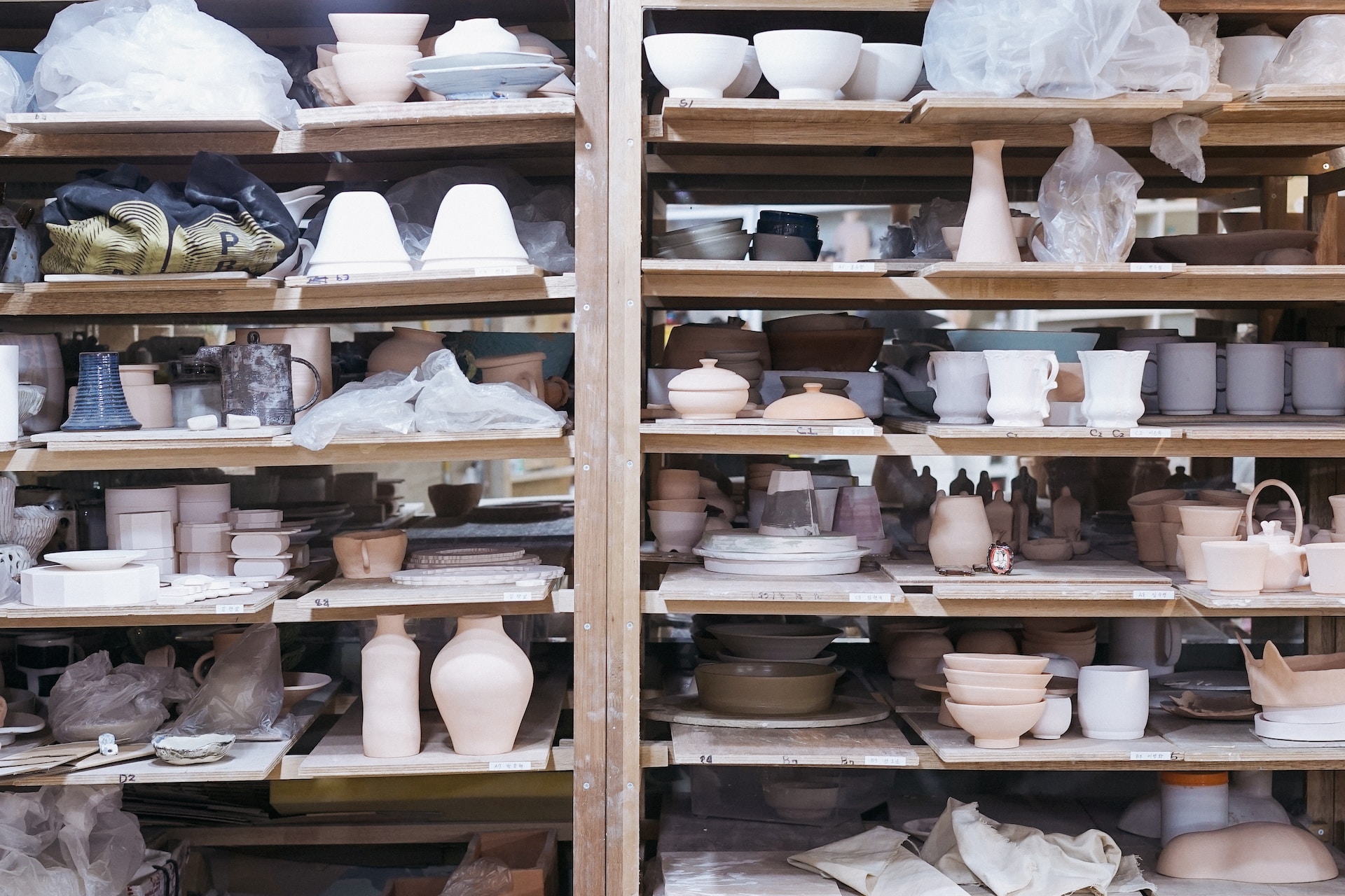 Pottery on display at an artisan studio in Florence