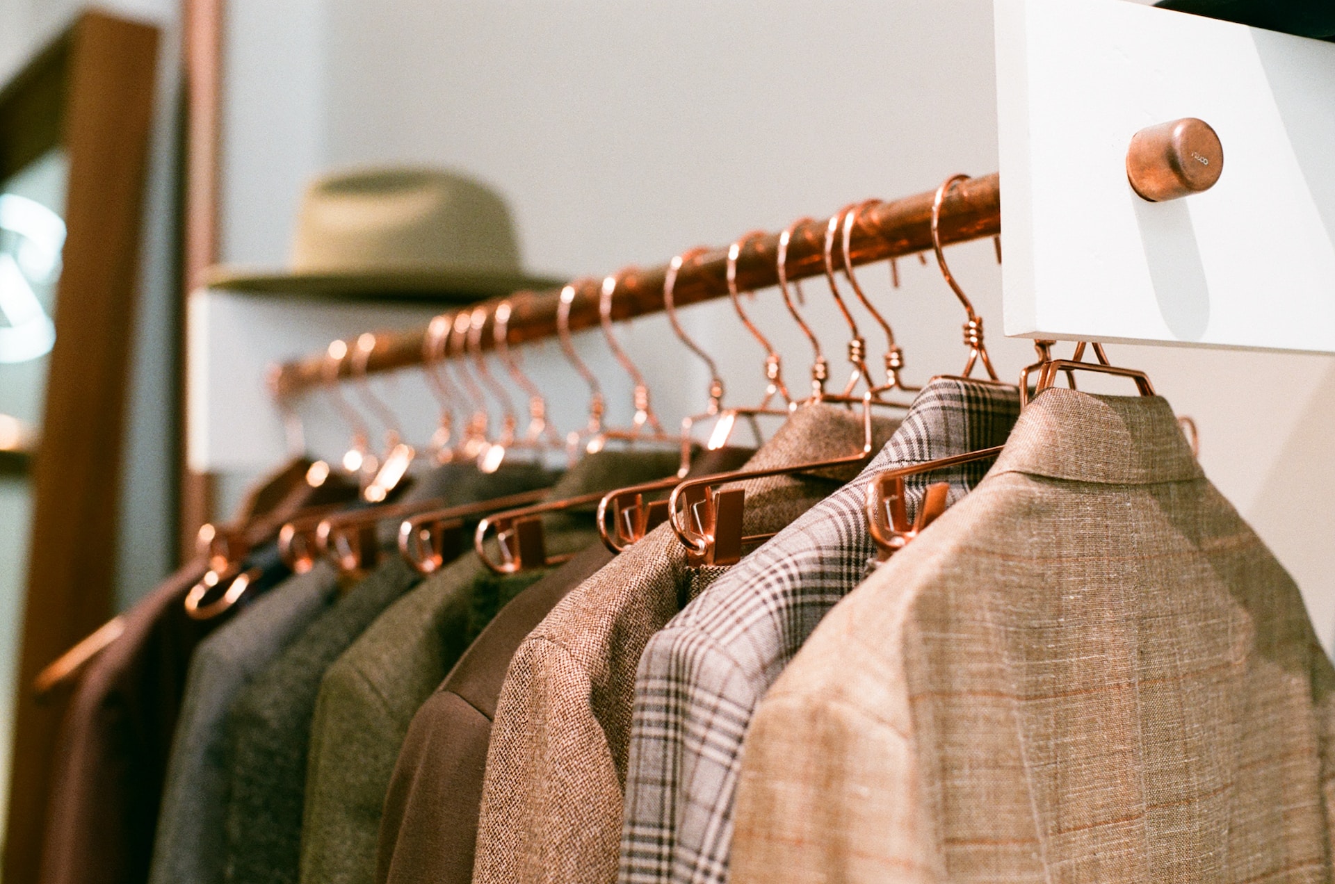 Elegant men's suits on a rack