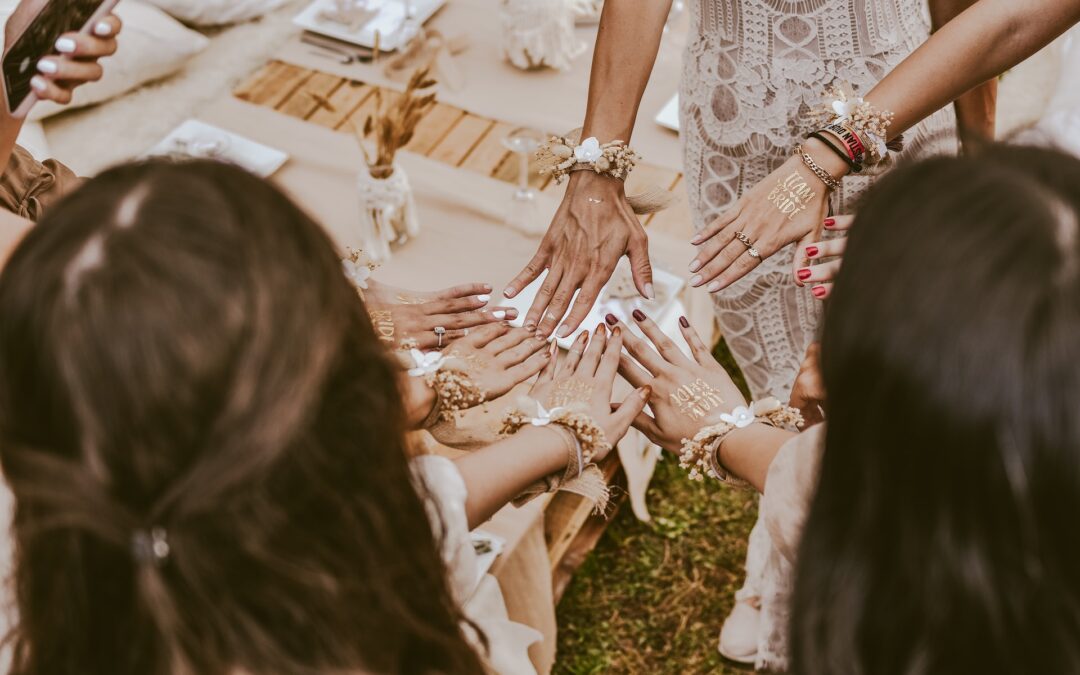 Bridesmaids celebrating a bachelorette party in Florence, Italy